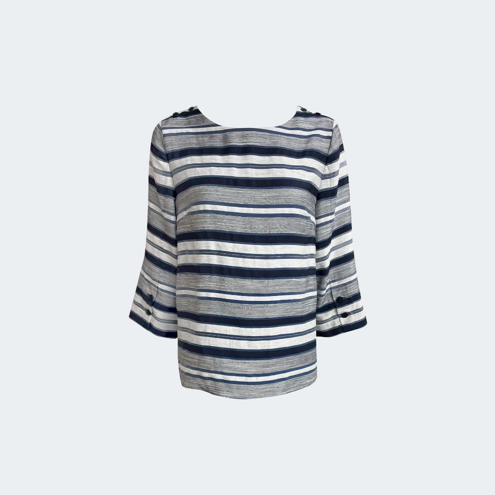 藍白層次條紋七分袖上衣