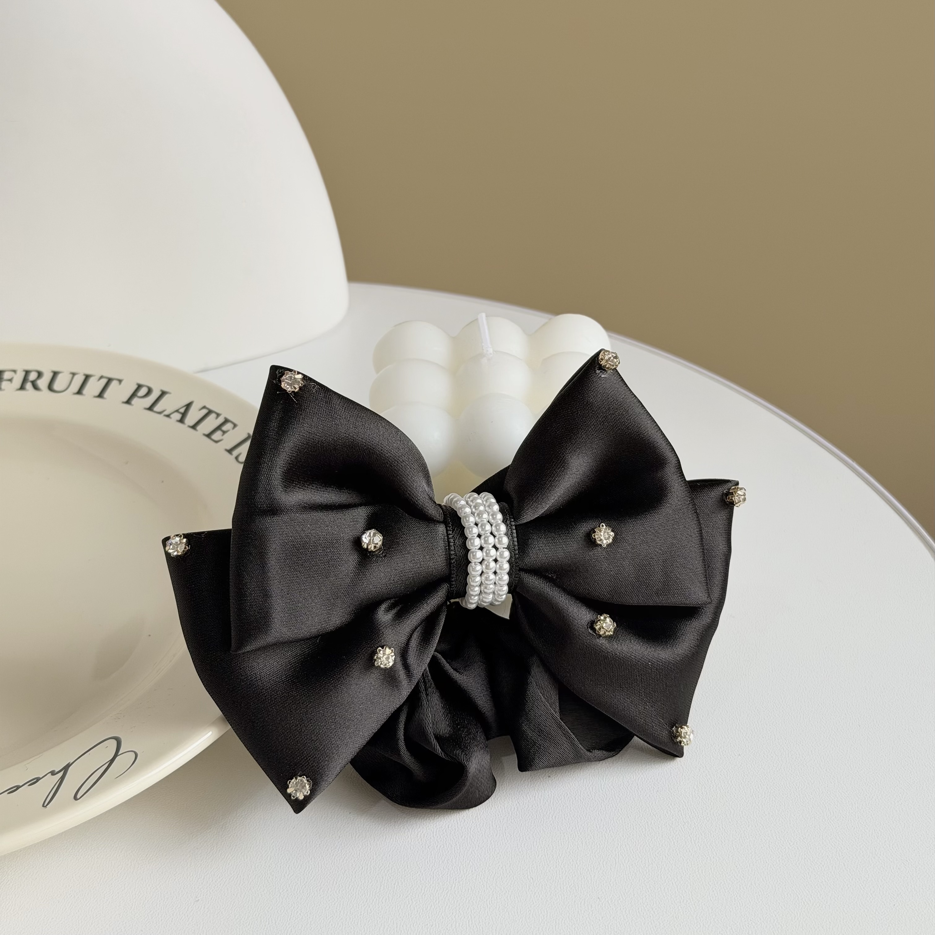 Z366滿天星滑布珍珠蝴蝶結大腸髮圈