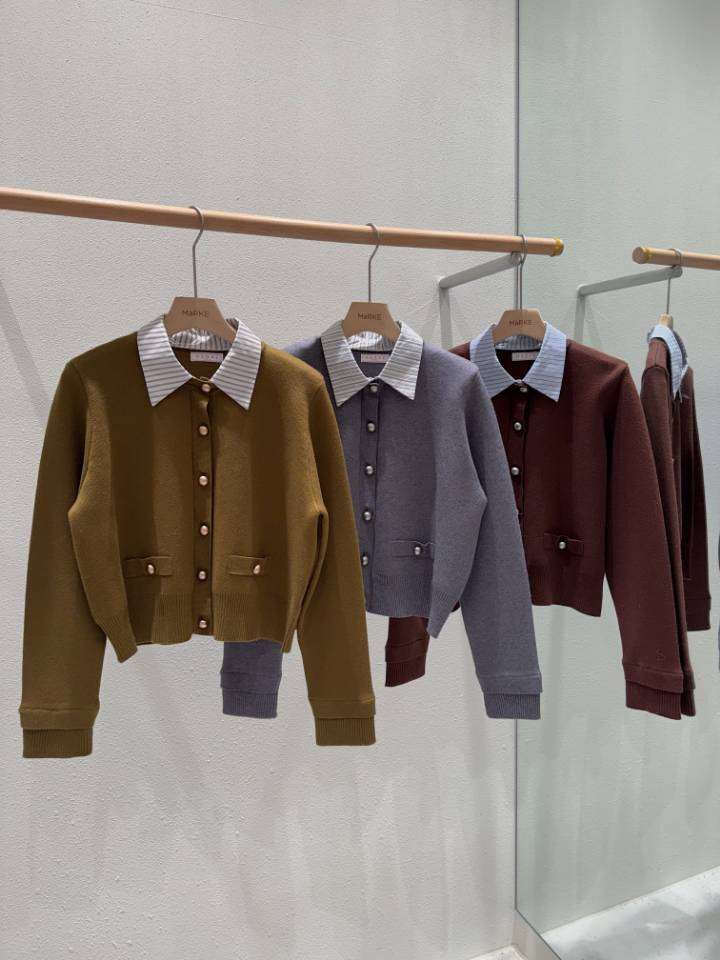 ME5239 韓系學院風條紋polo領針織