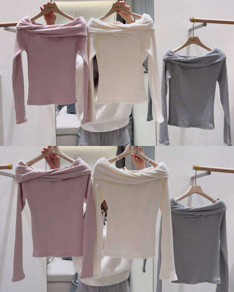 ME5241 一字扭紋領長袖上衣