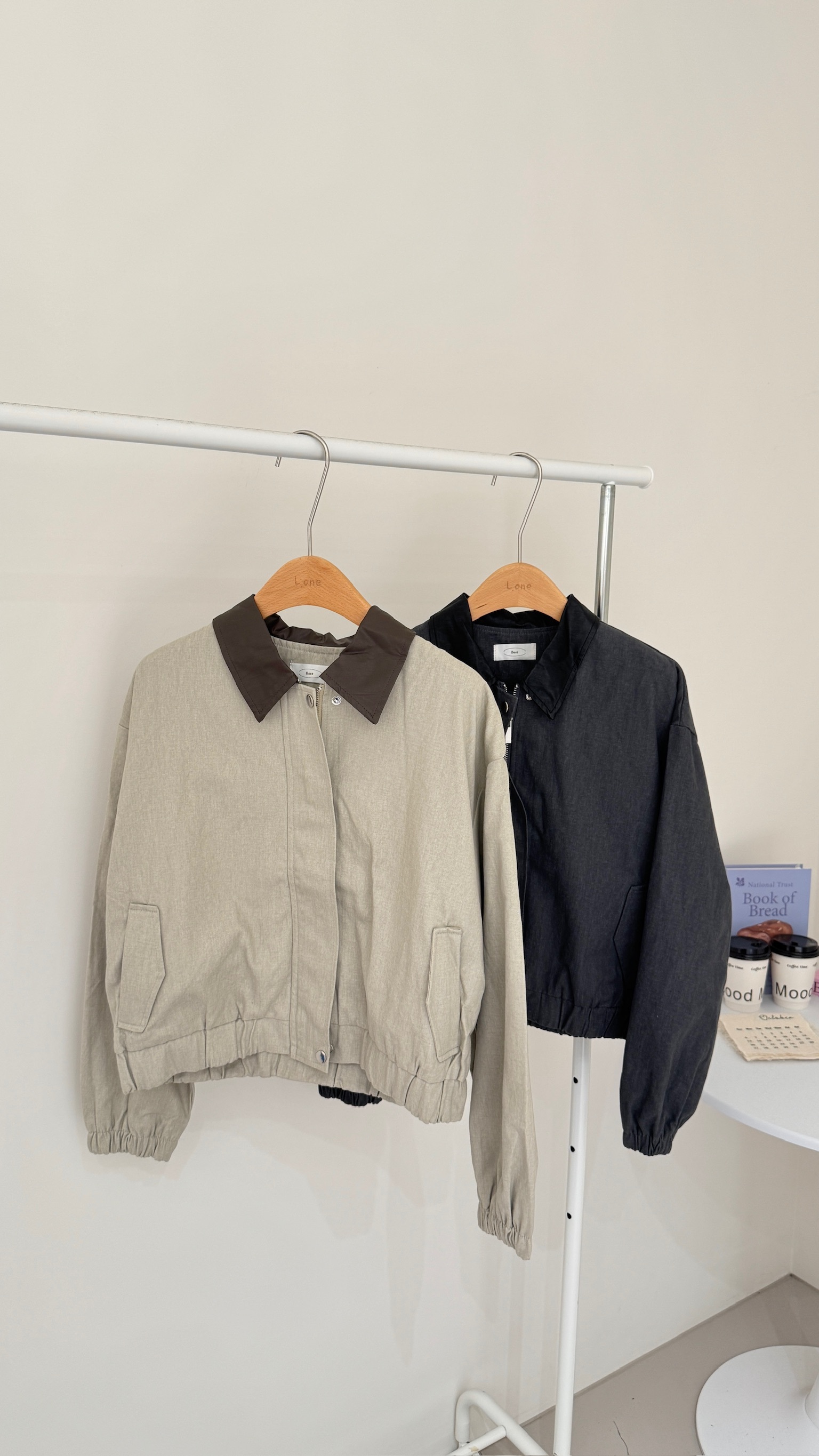 皮革領水洗外套