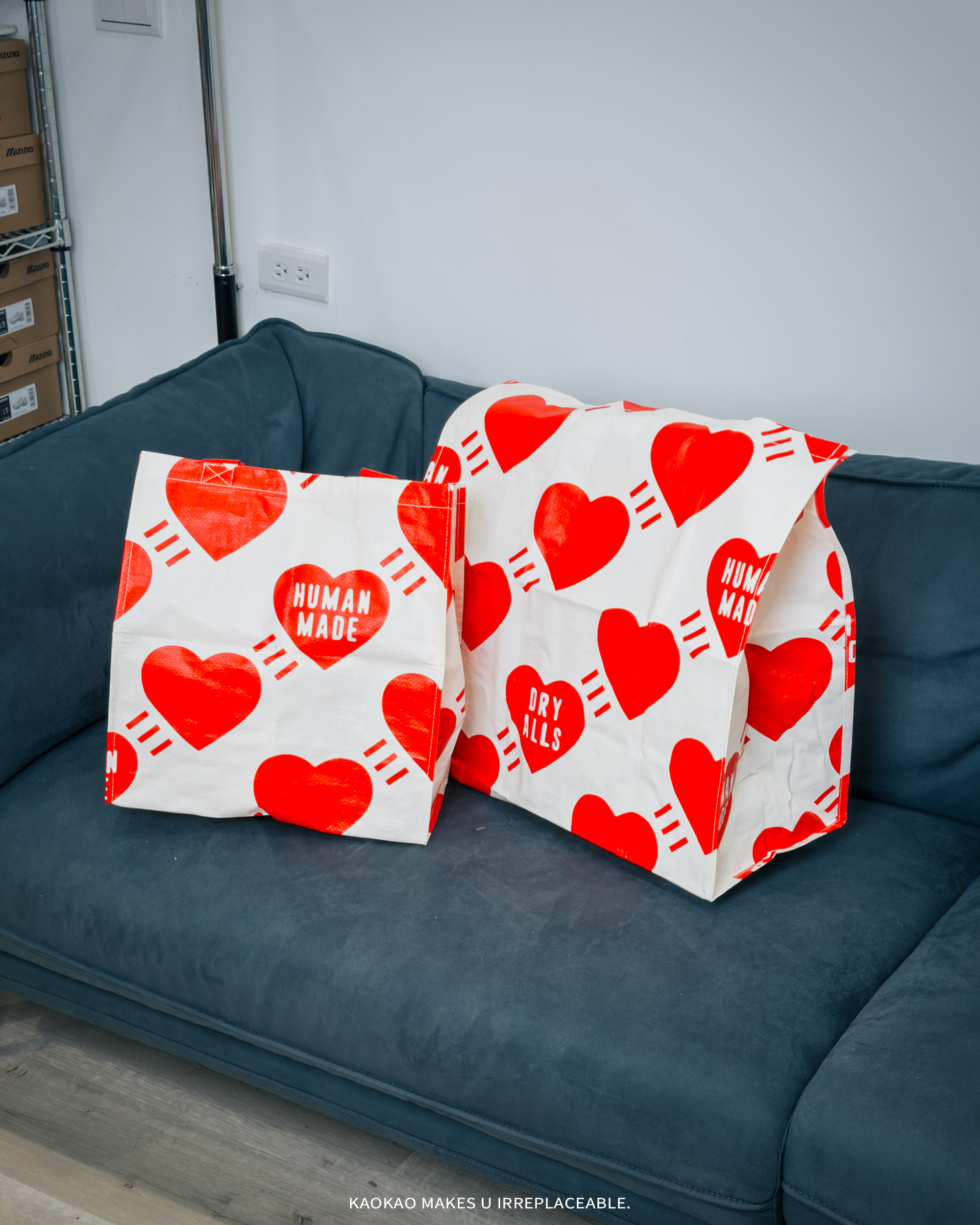 <1000元左右交換禮物>HUMAN MADE REUSABLE BAG 滿版 愛心 環保袋 手提袋 大小【HM00GD002】