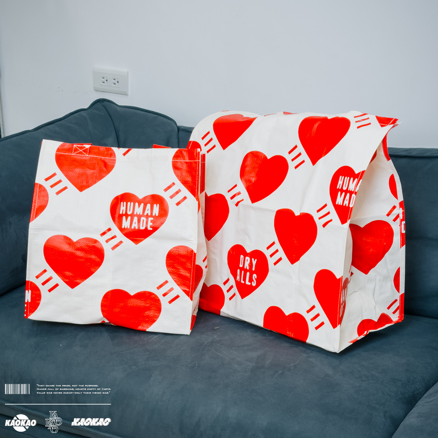 <1000元左右交換禮物>HUMAN MADE REUSABLE BAG 滿版 愛心 環保袋 手提袋 大小【HM00GD002】