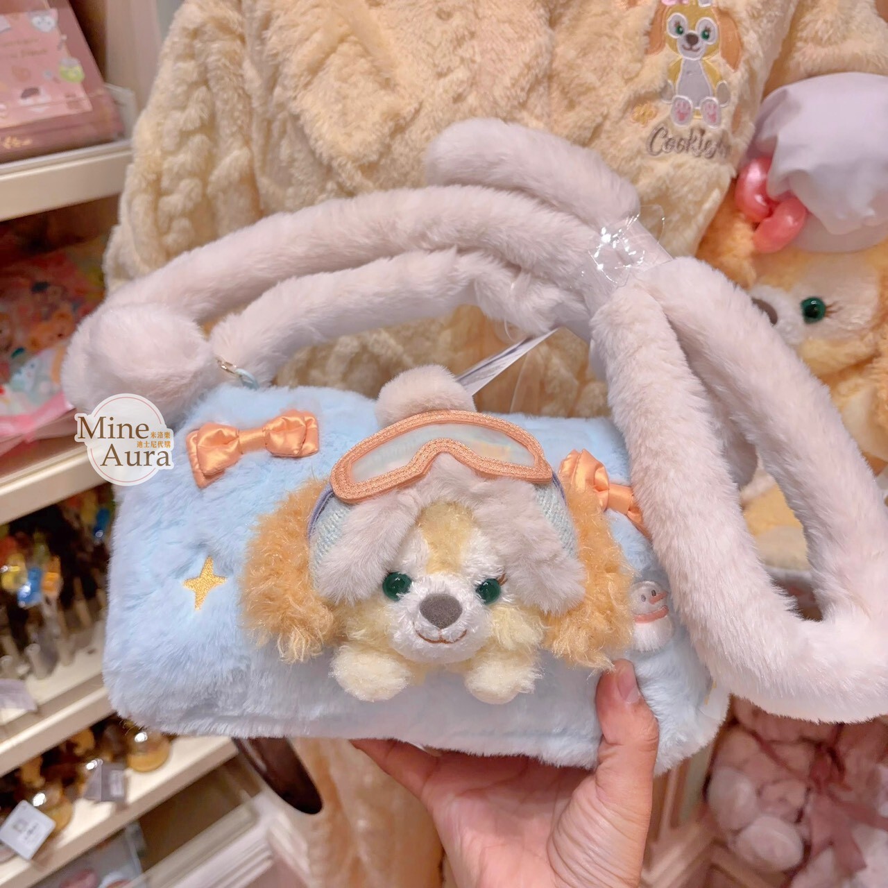 達菲 Duffy 與好友們 冰雪伙伴系列 可琦安 餅乾 CookieAnn 絨毛 大頭 造型 手提包 斜背包 -上海迪士尼樂園