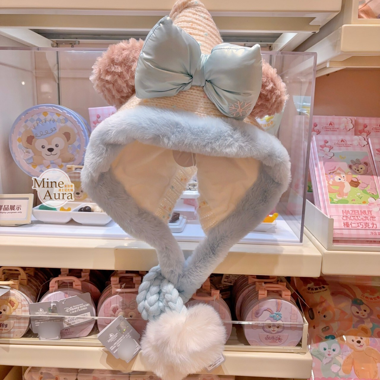 達菲 Duffy 與好友們 冰雪伙伴系列 雪莉玫 ShellieMay 毛球 立體耳朵 造型帽 帽子 -上海迪士尼樂園