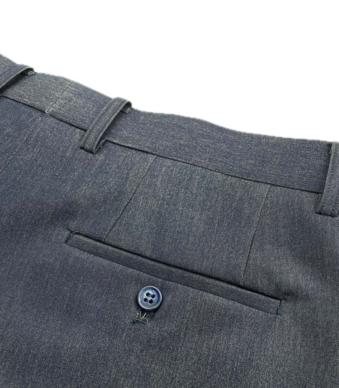 丹寧牛仔藍色西褲後扣