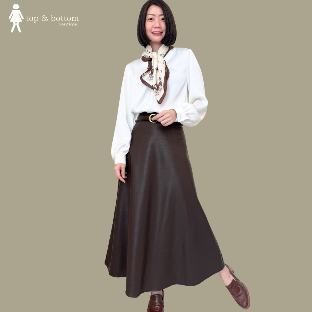 LONG SLEEVE SATIN TWISTED FRONT BLOUSE WITH PRINTED SCARF