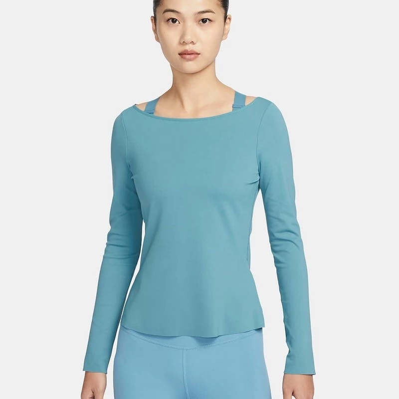 NIKE YOGA DRY 女款 淺藍綠 瑜珈 緊身 運動長袖 長T DQ6035-440