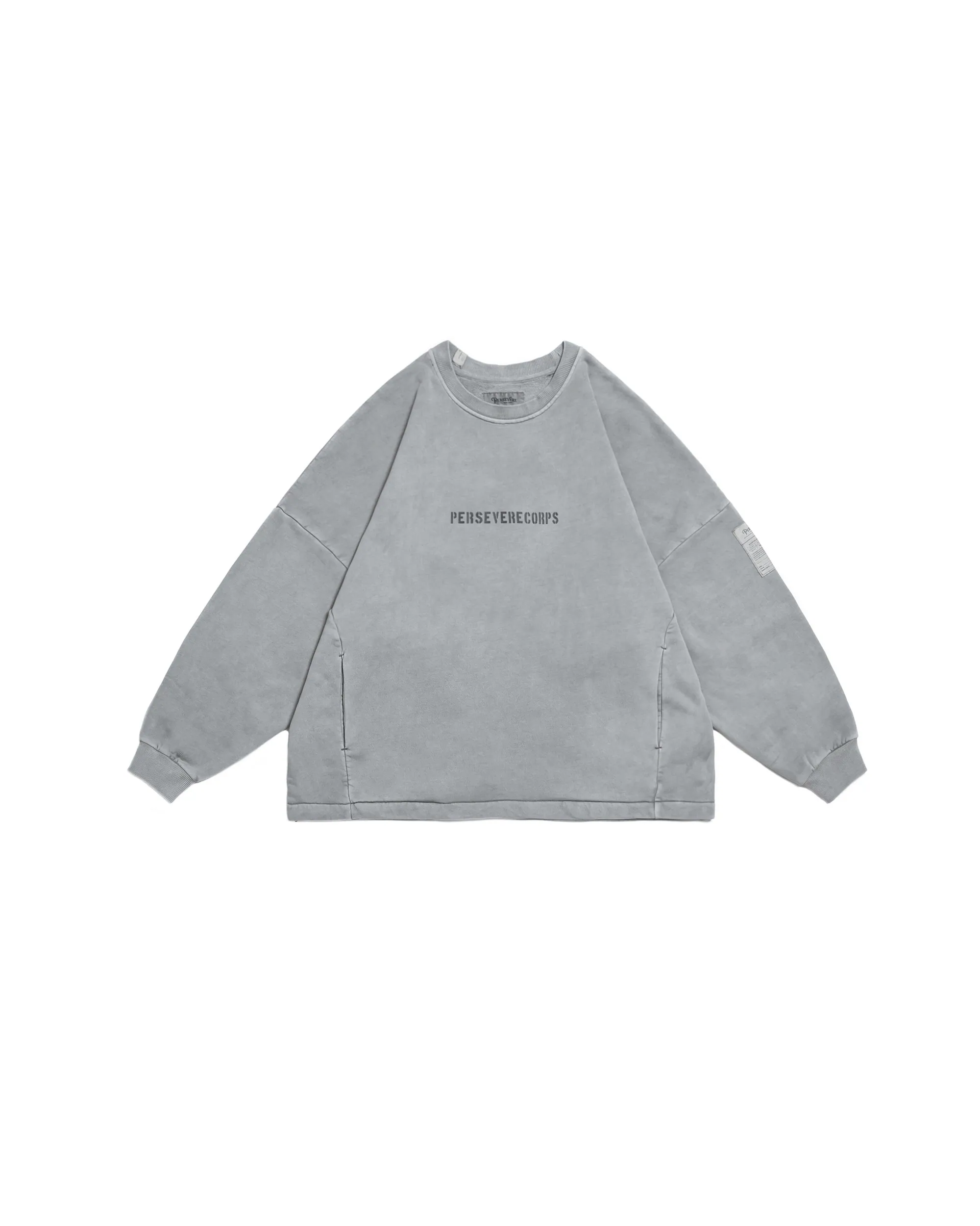 PERSEVERE CLASSIC BRUSHED WASHED SWEATSHIRT - WASHED GREY