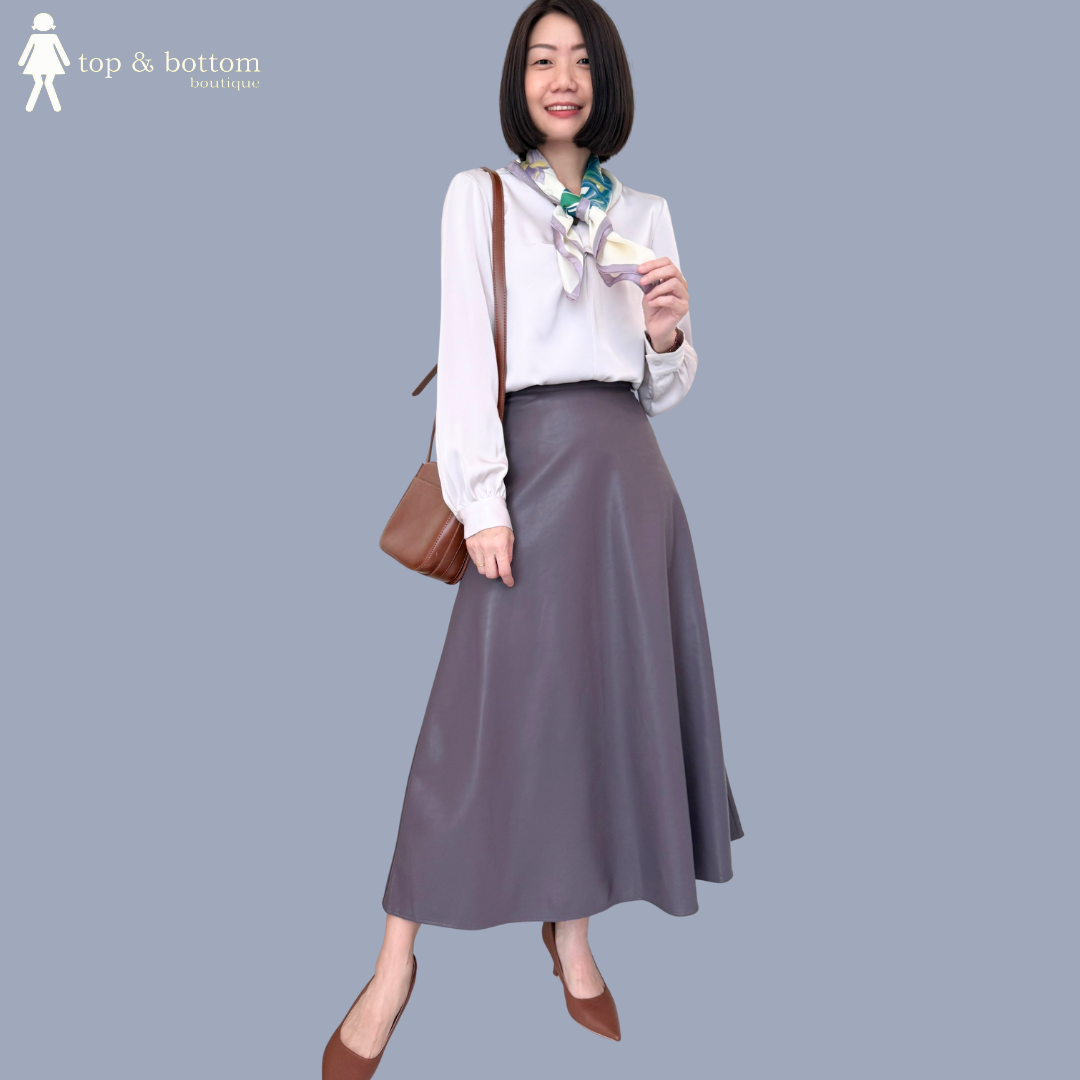 HIGH WAISTED PU LEATHER ALINE SKIRT