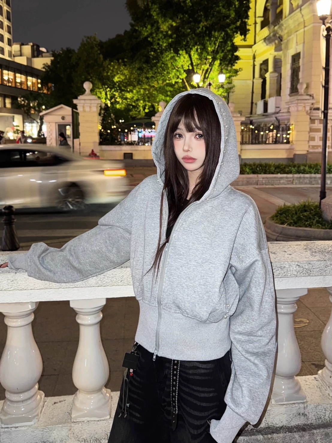 (GOAL) GEESAS 珍珠 立體 短版連帽外套