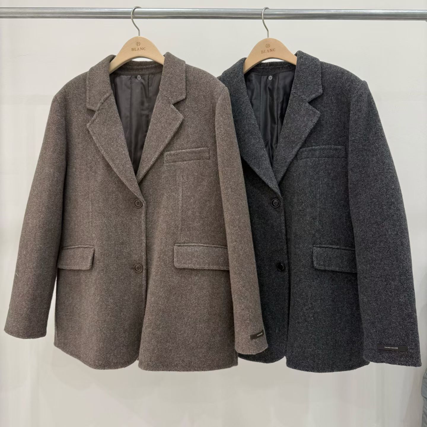 MB5007 人字暗紋混色厚實大衣*手工制*