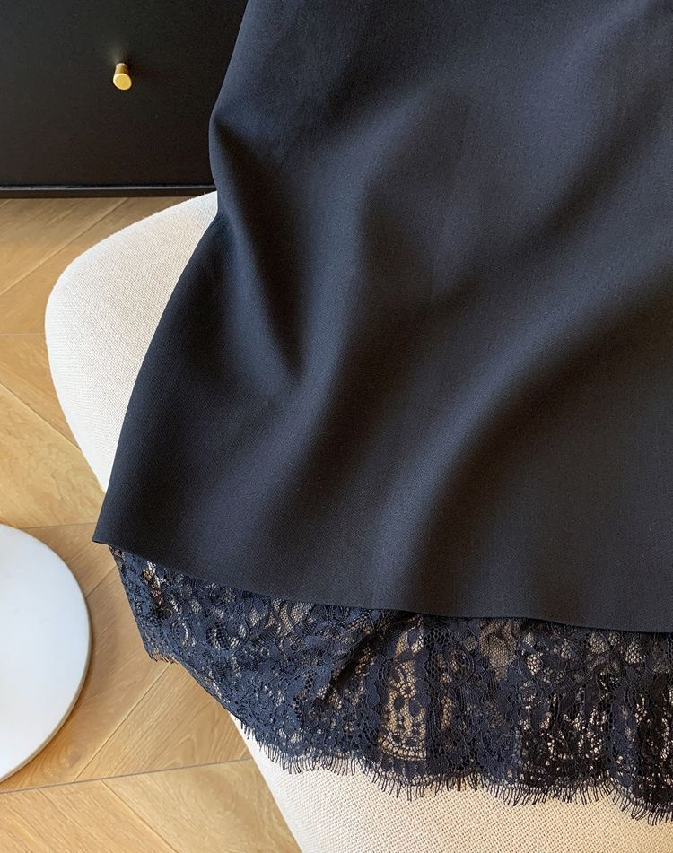 睫毛蕾絲拼接 挺版鉛筆裙