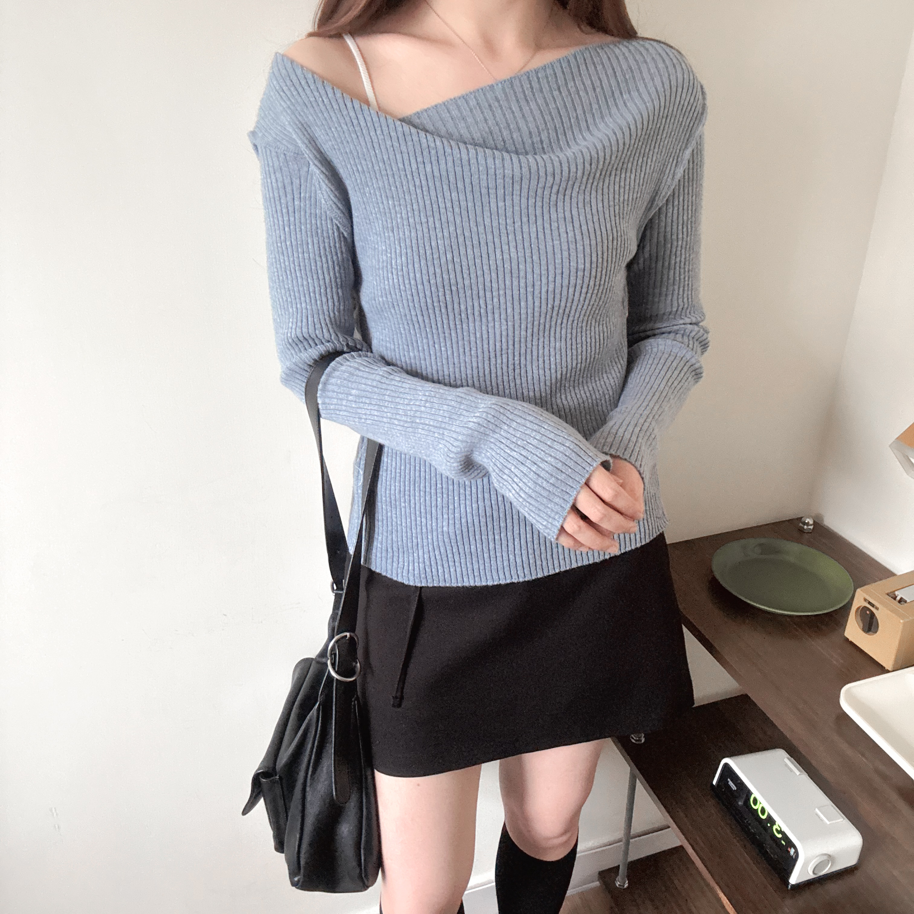 不規則幾何領毛衣