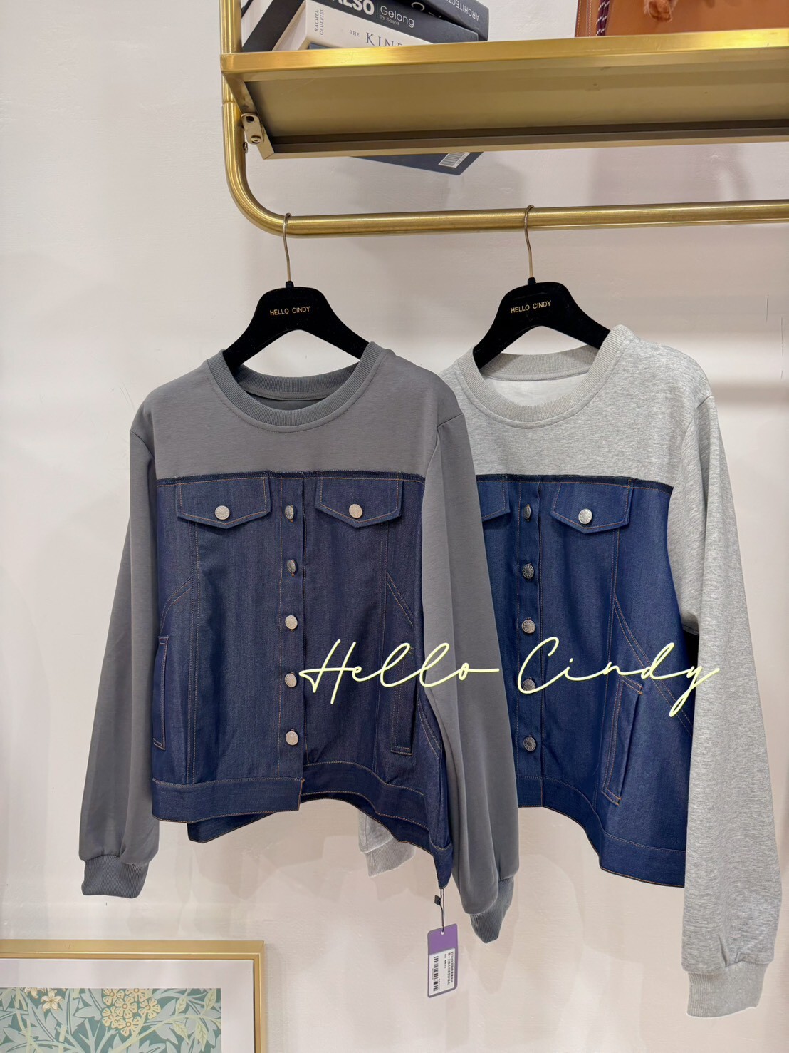 B11048 超顯瘦優雅設計款～天絲牛仔造型拼接太空棉質上衣