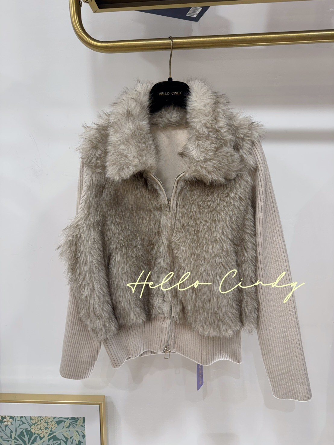 B11049 高級感滿滿的仿皮草針織外套