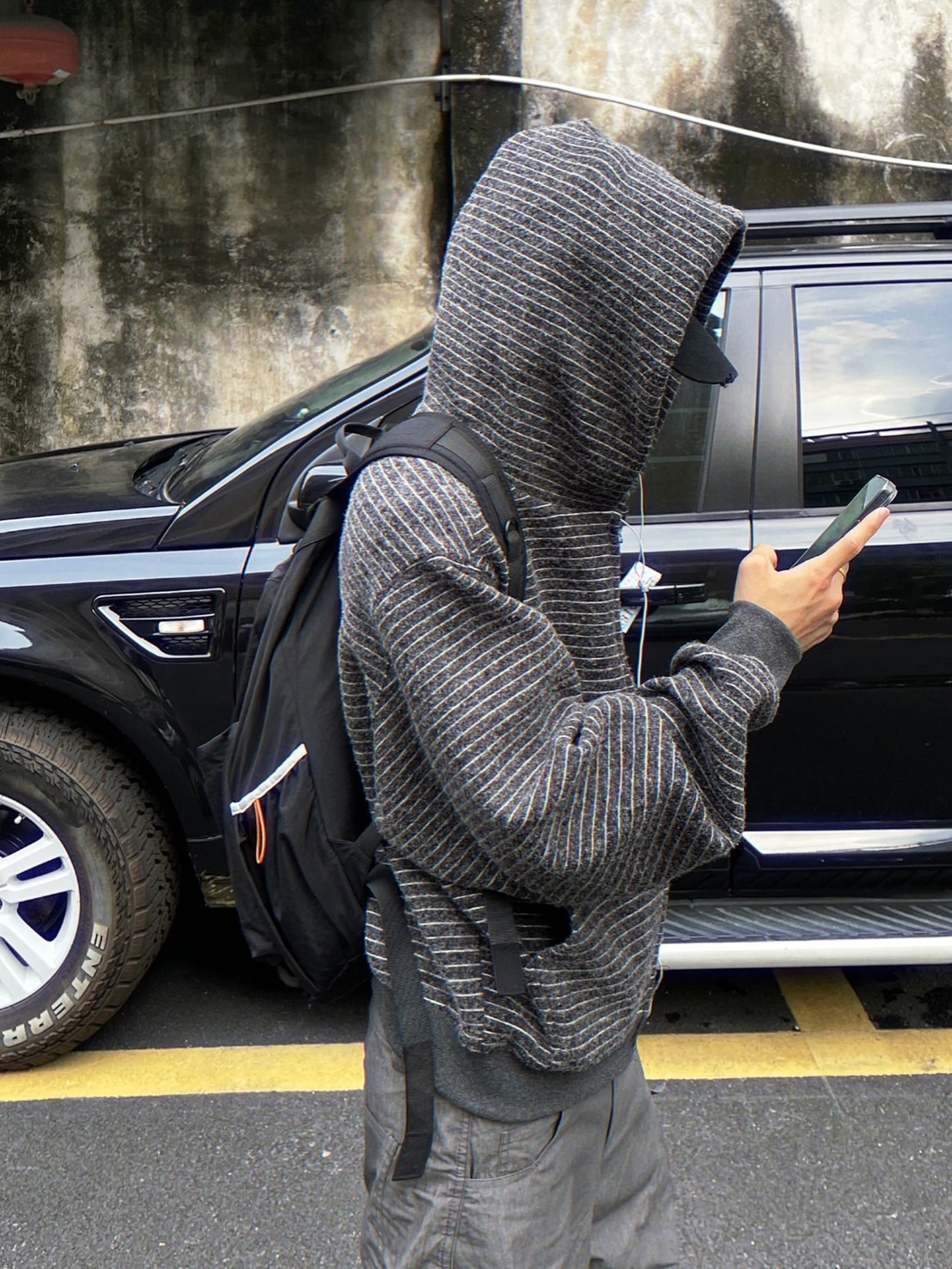 (GOAL) 美式復古 兔毛絨材質 條紋連帽外套