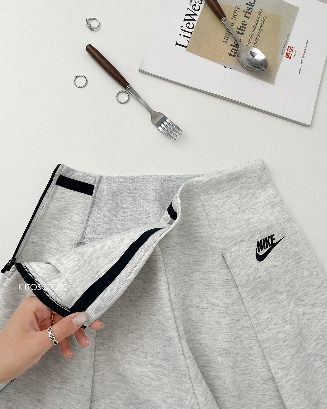【預購】Nike Sportswear Tech Fleece 皺褶 高腰 闊腿棉褲 灰 FV8053-013