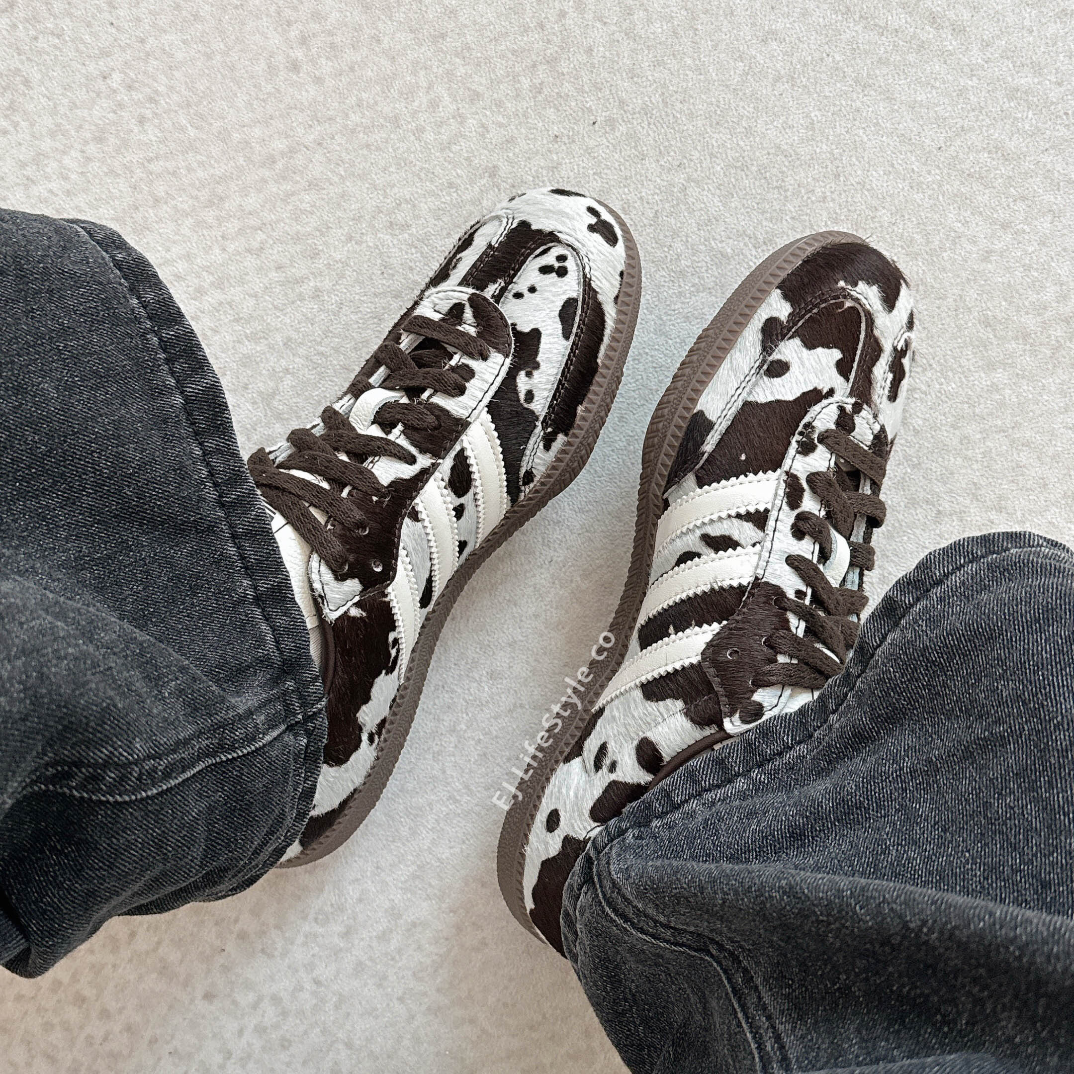 ADIDAS SAMBA OG 白灰棕 米白 焦糖底 乳牛紋 動物紋 女鞋 KK2238 / 現貨