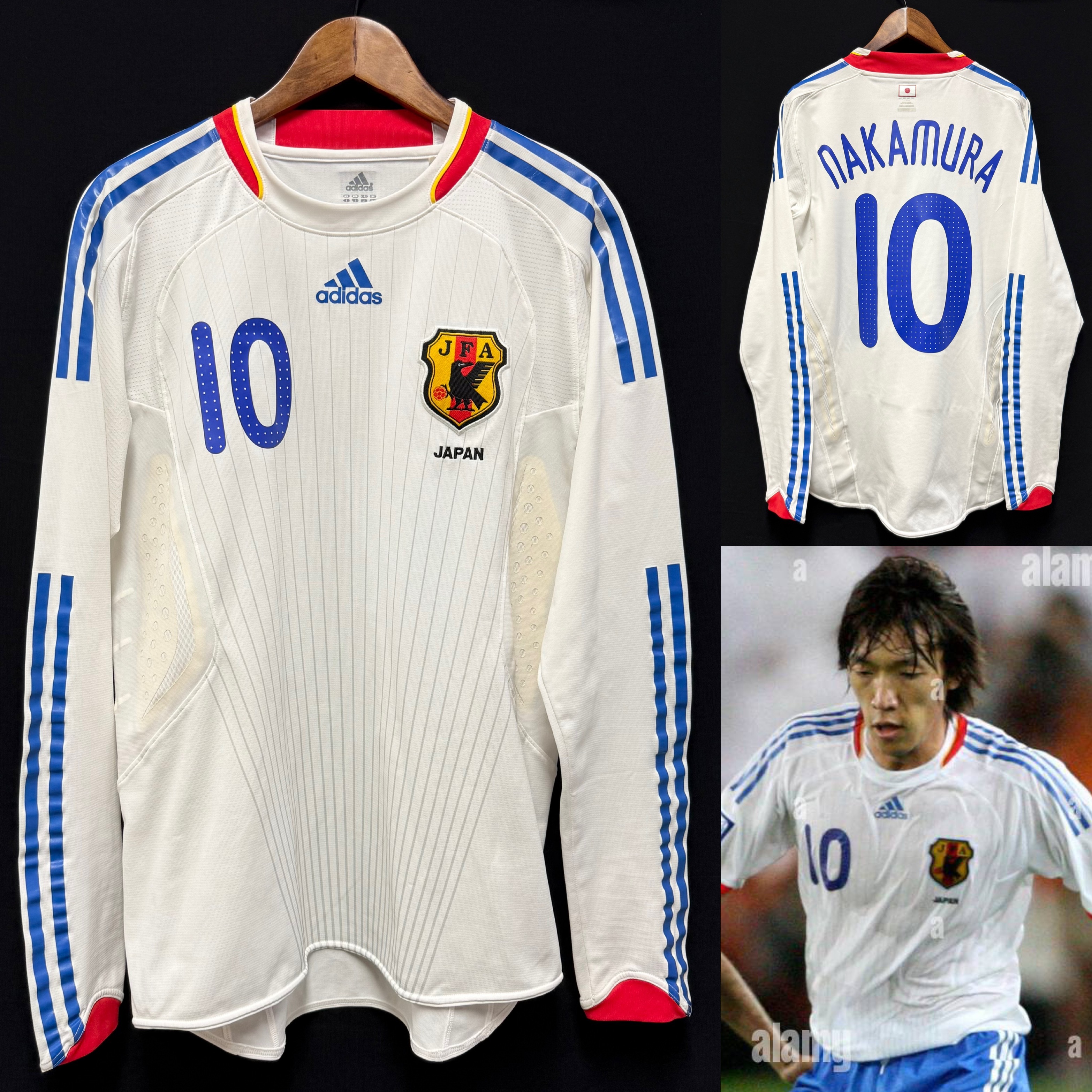 (更衣室版) 日本隊 2008-2010 Adidas 作客長袖更衣室球員版球衣 #10 NAKAMURA