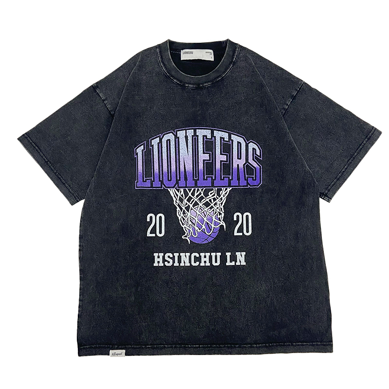 25-26 復古籃網短TEE｜水洗黑