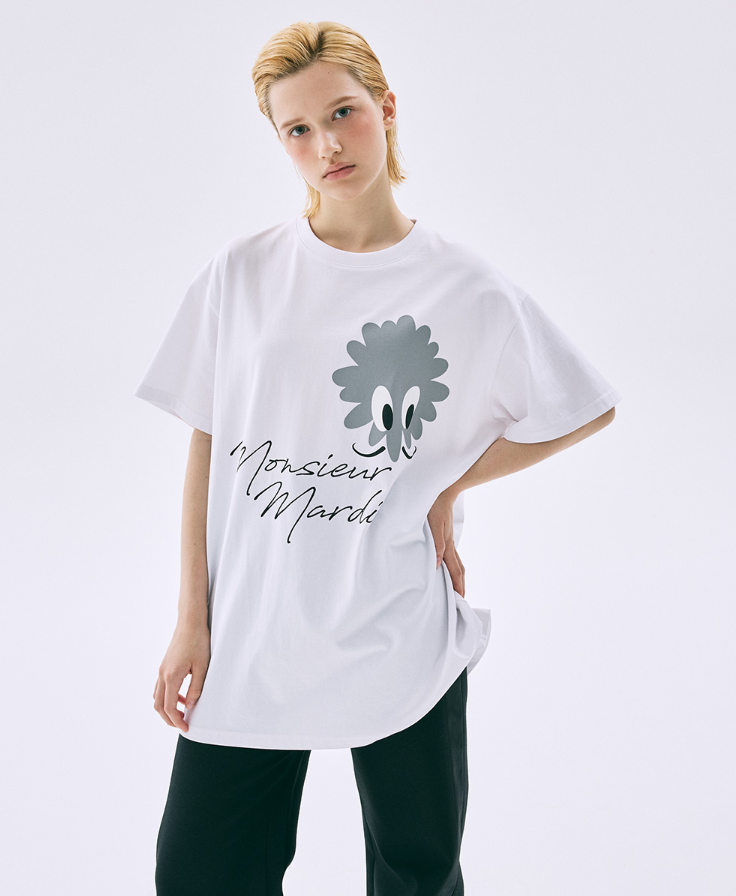 【韓國預購】AKR111123 MARDI UNISEX TSHIRT MONSIEUR WITH LOGO 男女同款短袖上衣