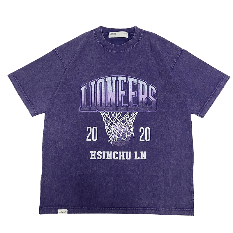 25-26 復古籃網短TEE｜水洗紫