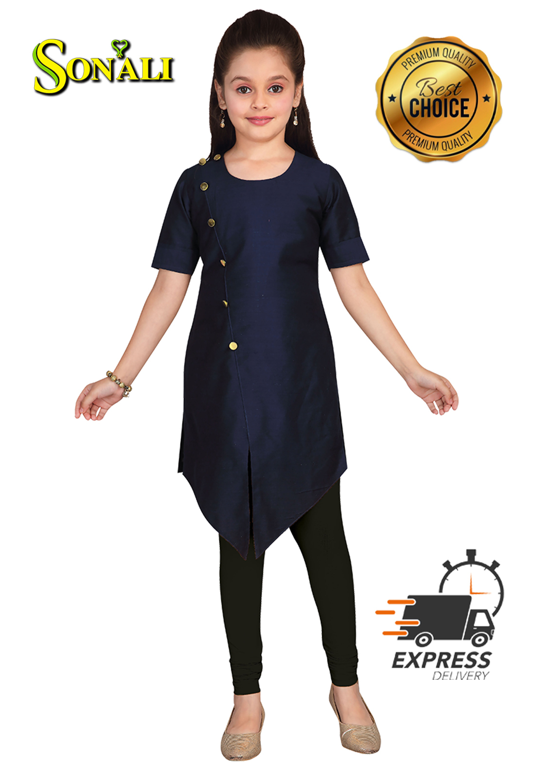 Sonali Kid's Top + Floral Skirt Set / Indian Traditional Pavadai Suit For Kids