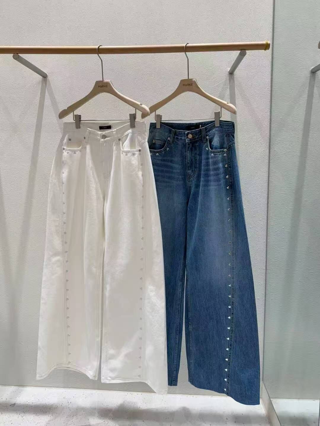 ME5252 心心鉚釘繭型牛仔褲