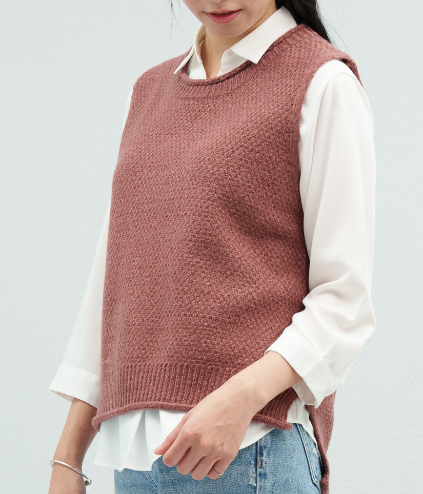 O-LIWAY 煙燻粉棕 莫蘭迪色系 針織布料紋理特寫