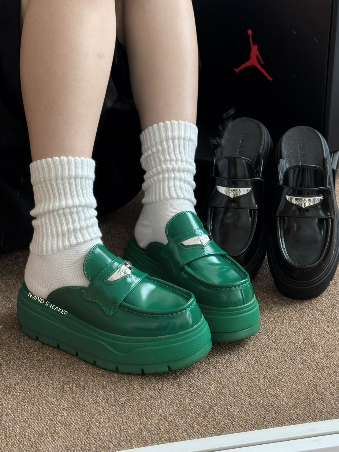 <快速出貨> AIR JORDAN MULE 厚底穆勒鞋 樂福鞋 BV綠