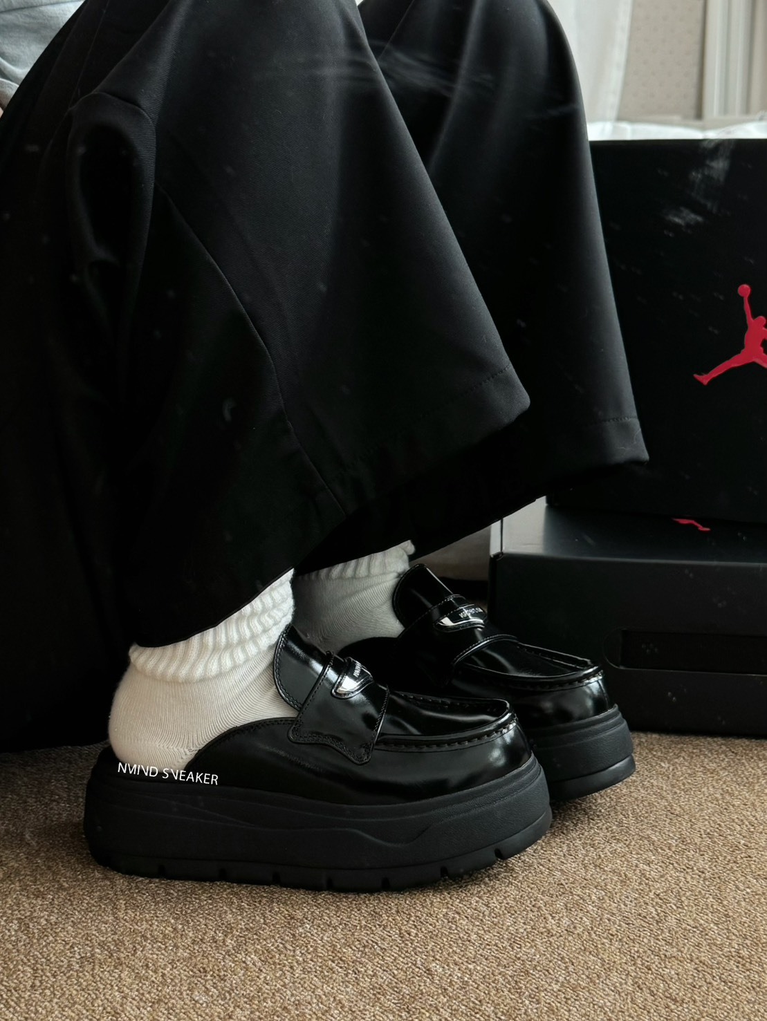 <快速出貨> AIR JORDAN MULE 黑銀 厚底穆勒鞋 樂福鞋