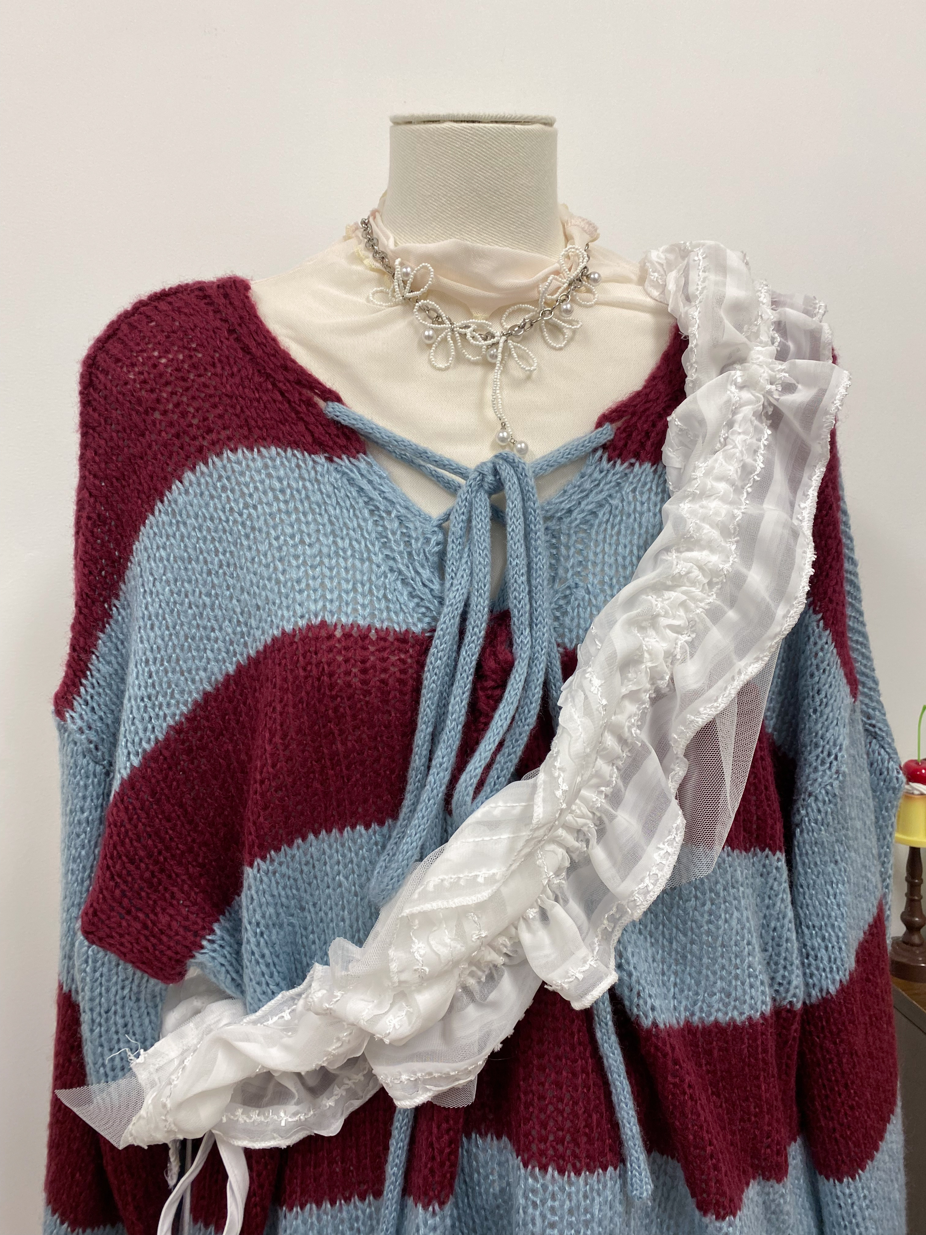 白色Lace皺皺Belt