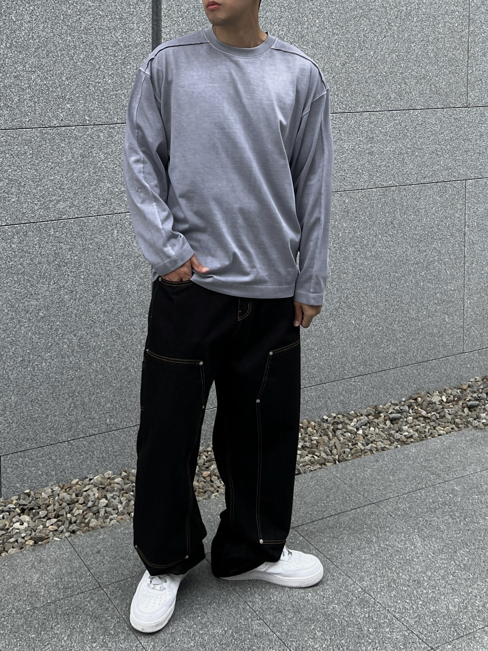 [1atm] 專利棉™ - 線性洗舊長T