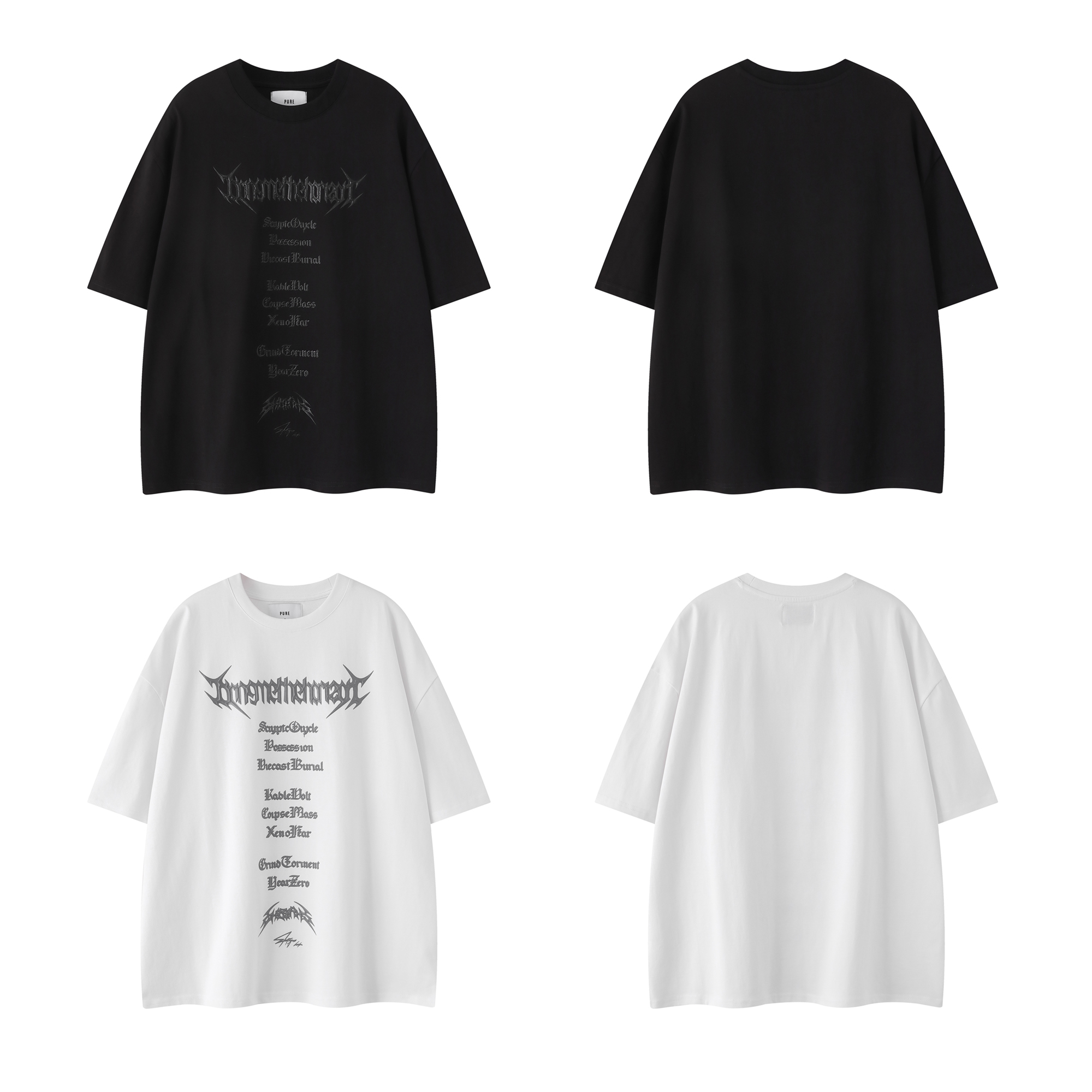 《K》芒刺LOGO拉膠BOXY短T