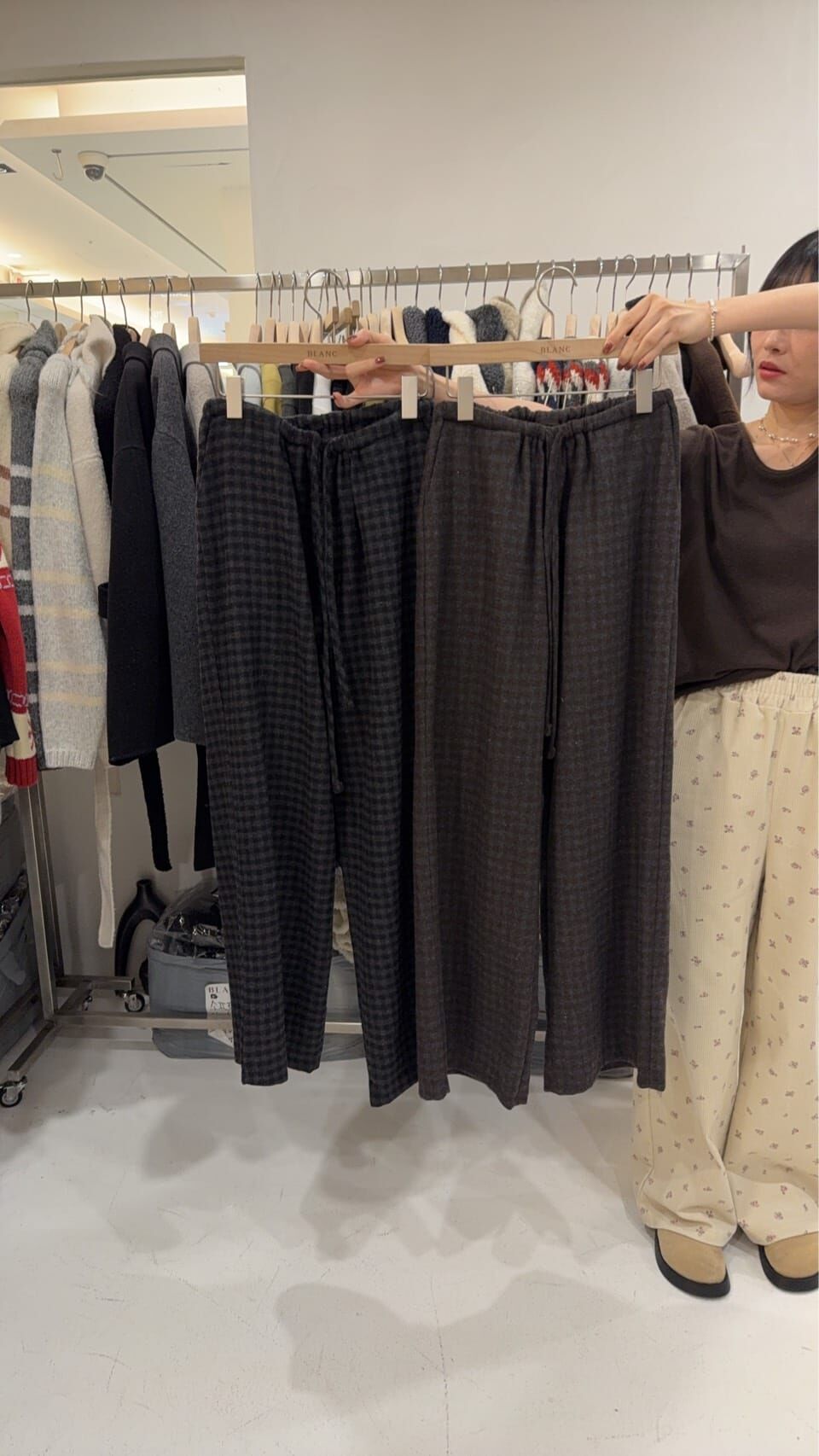 MB5225 格紋綁帶休閒褲