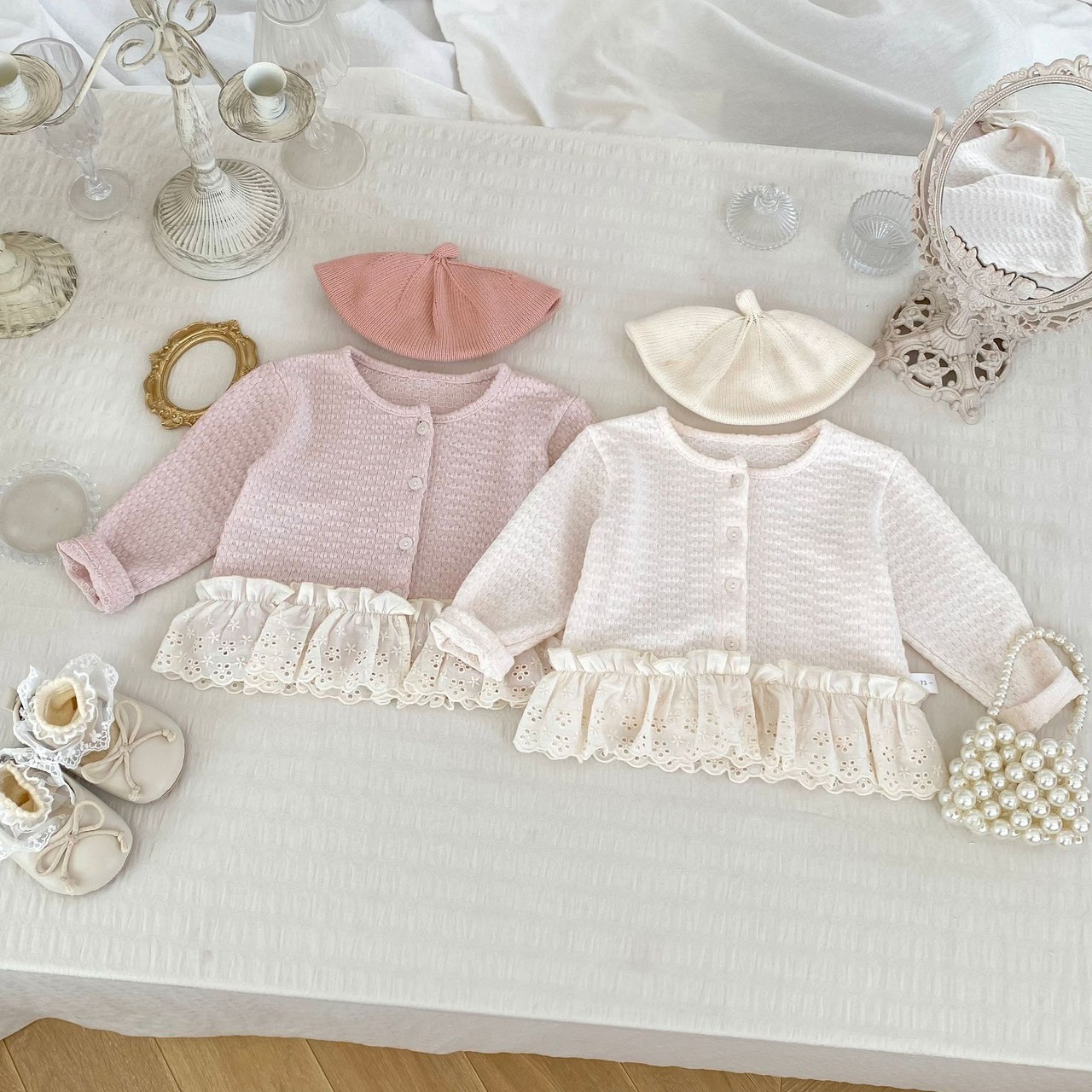 蕾絲花邊拼接外套