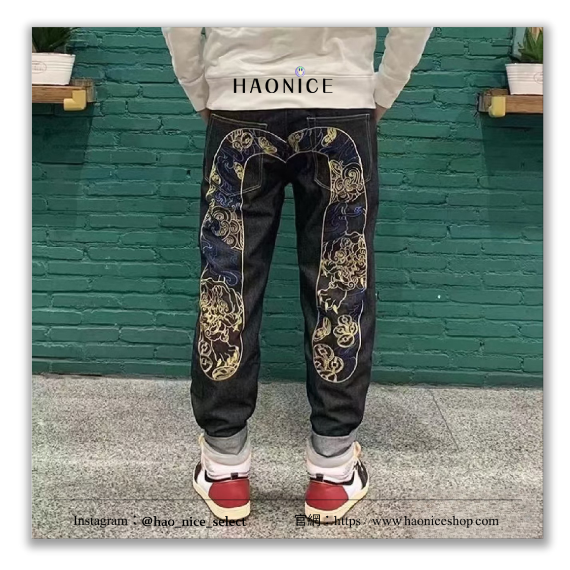 【HAO NICE】100%日本大阪正品 山根英彥EVISU 福神🇯🇵日系 金線刺繡✨ 浮世繪 神獸 銅錢 街頭風長褲 牛仔褲
