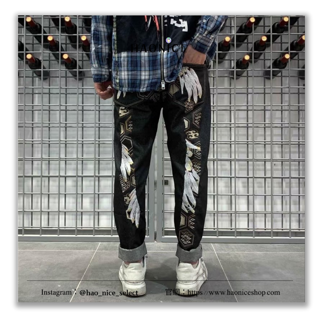 【HAO NICE】100%日本大阪正品 山根英彥EVISU 福神🇯🇵日系 刺繡 浮世繪 白羽圖騰 街頭風長褲 牛仔褲