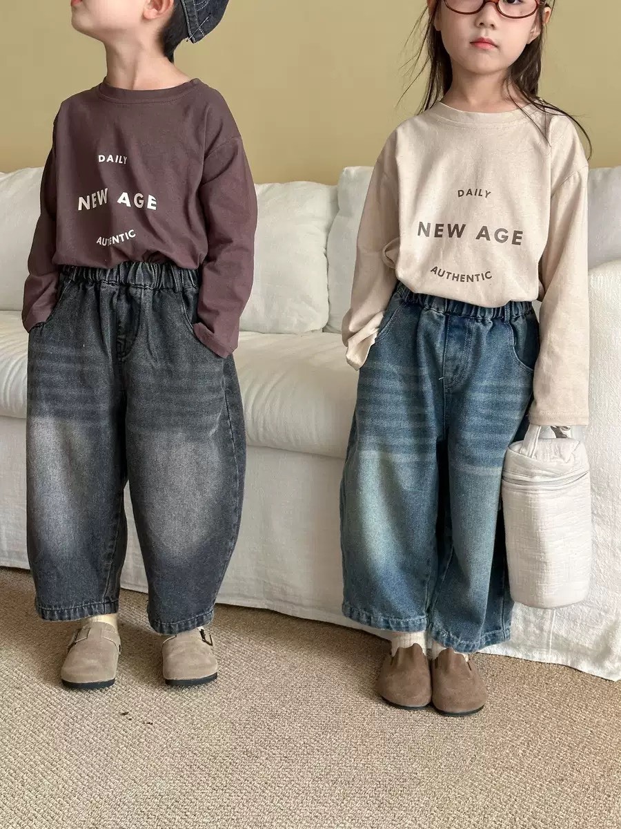 寬鬆彎刀牛仔褲