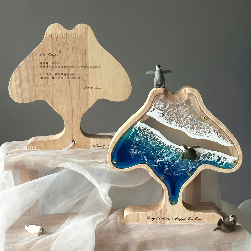 刻字發光魟寶夜燈海浪存錢筒聖誕禮物交換禮物