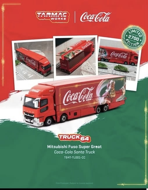 預訂 Pre Order - Tarmac Works Mitsubishi Fuso Super Great Coca Cola Santa Truck
