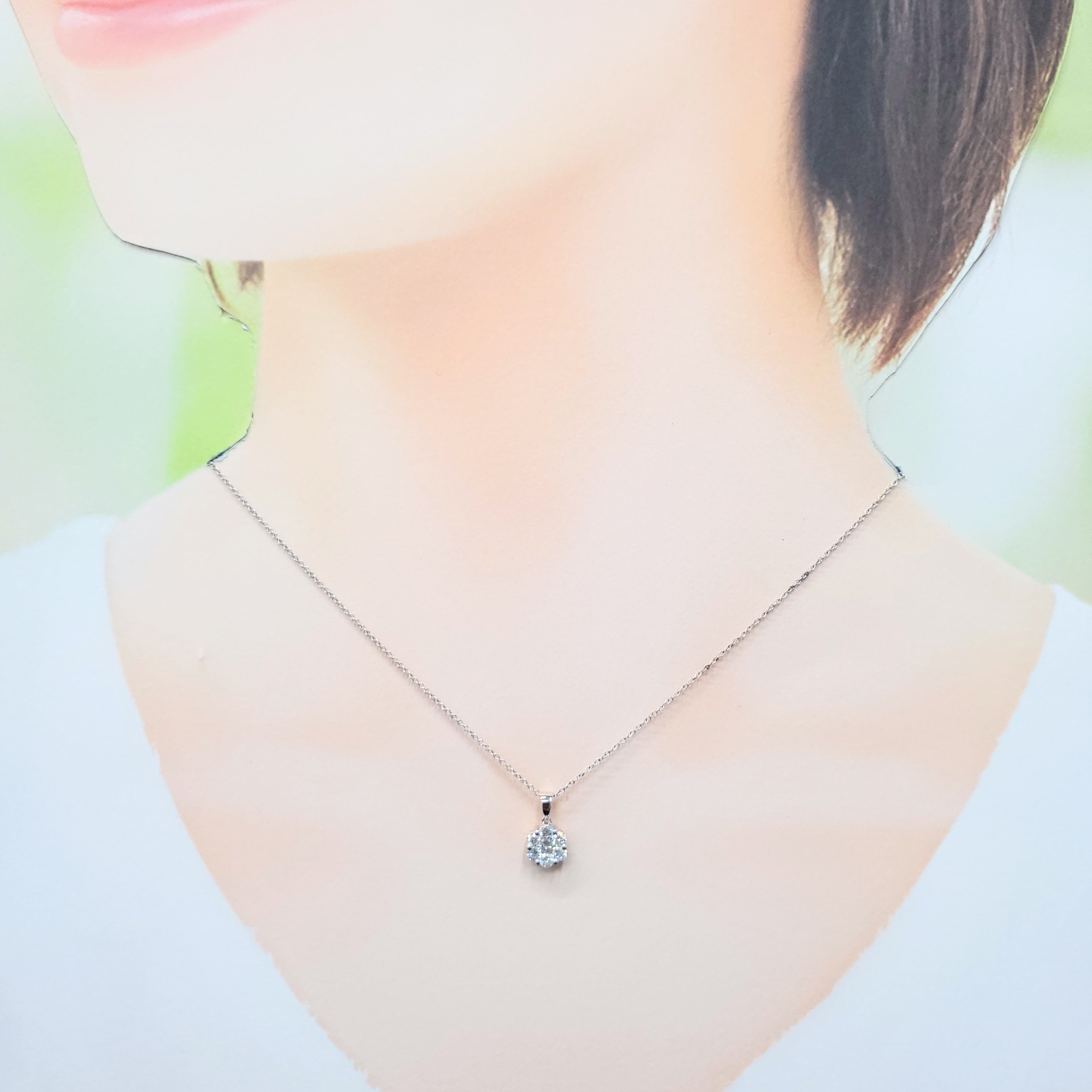 全新18K白金40份鑽石吊墜