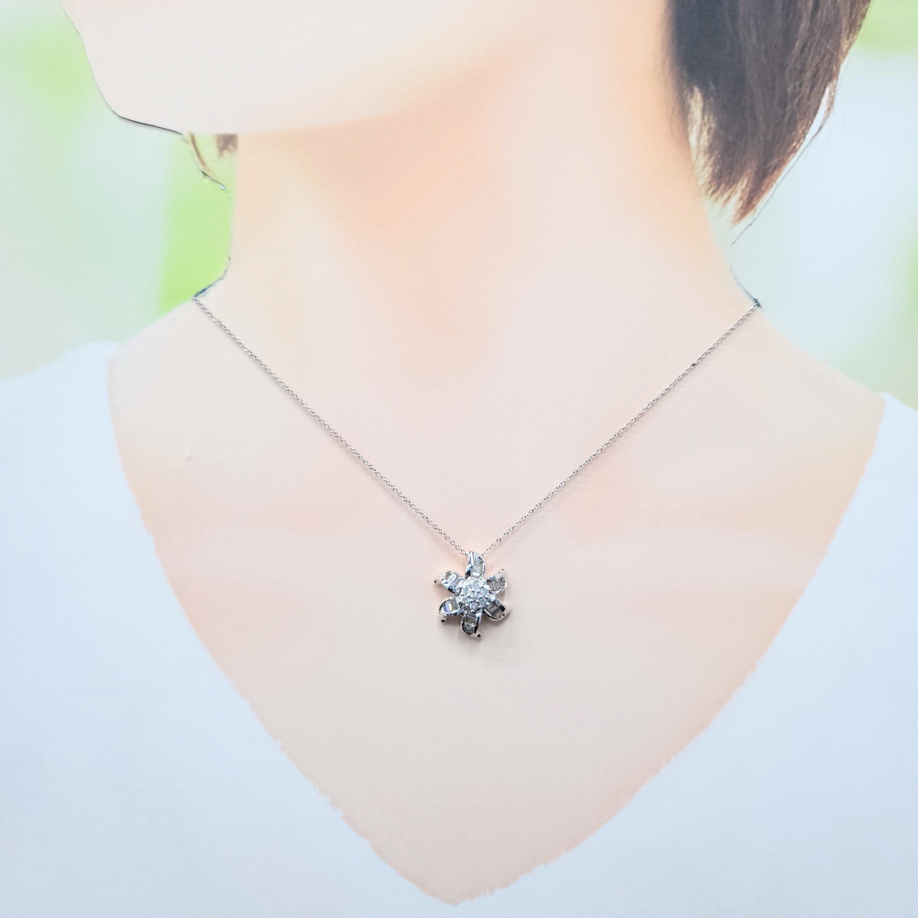 全新18K白金65份鑽石吊墜