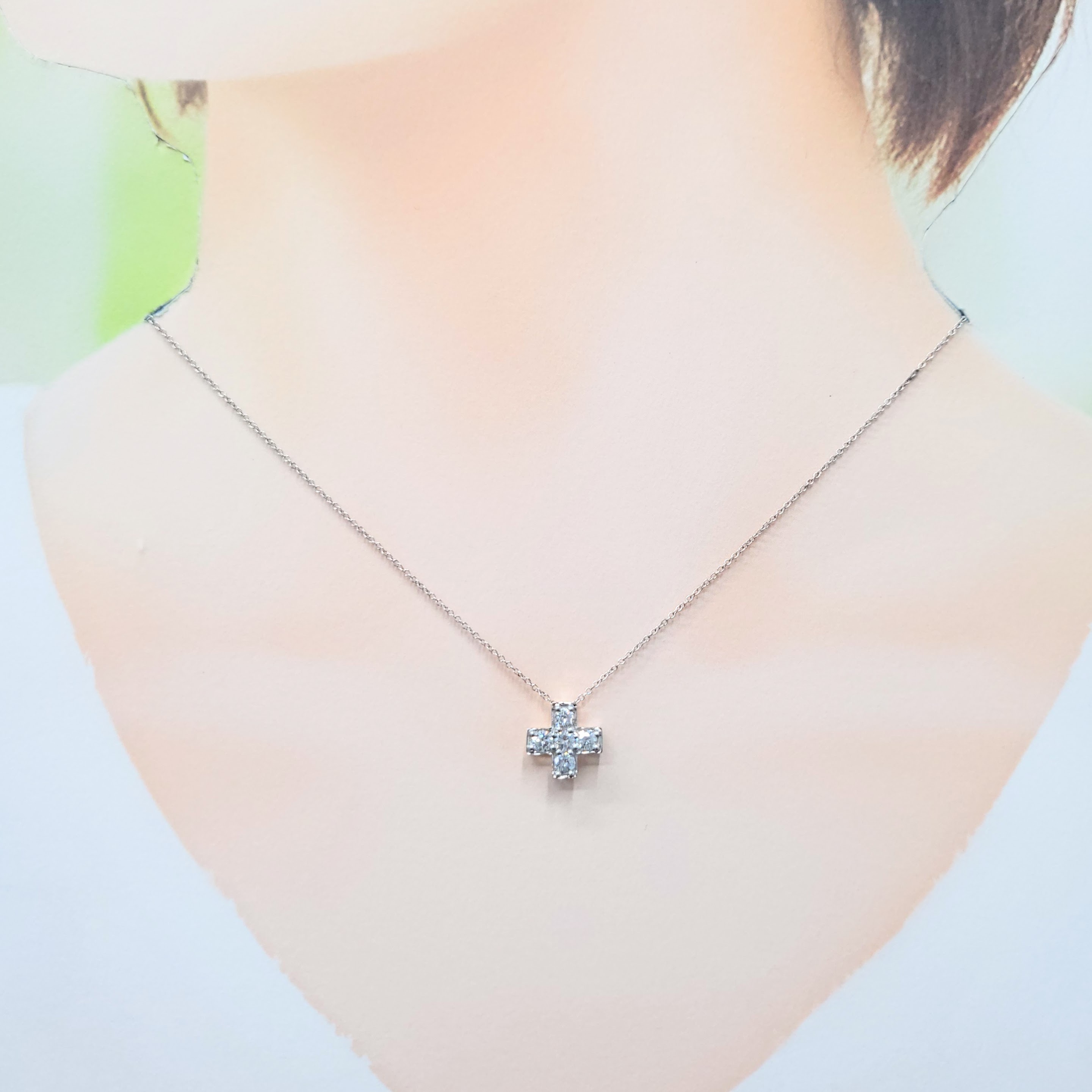 全新18K白金48份鑽石吊墜