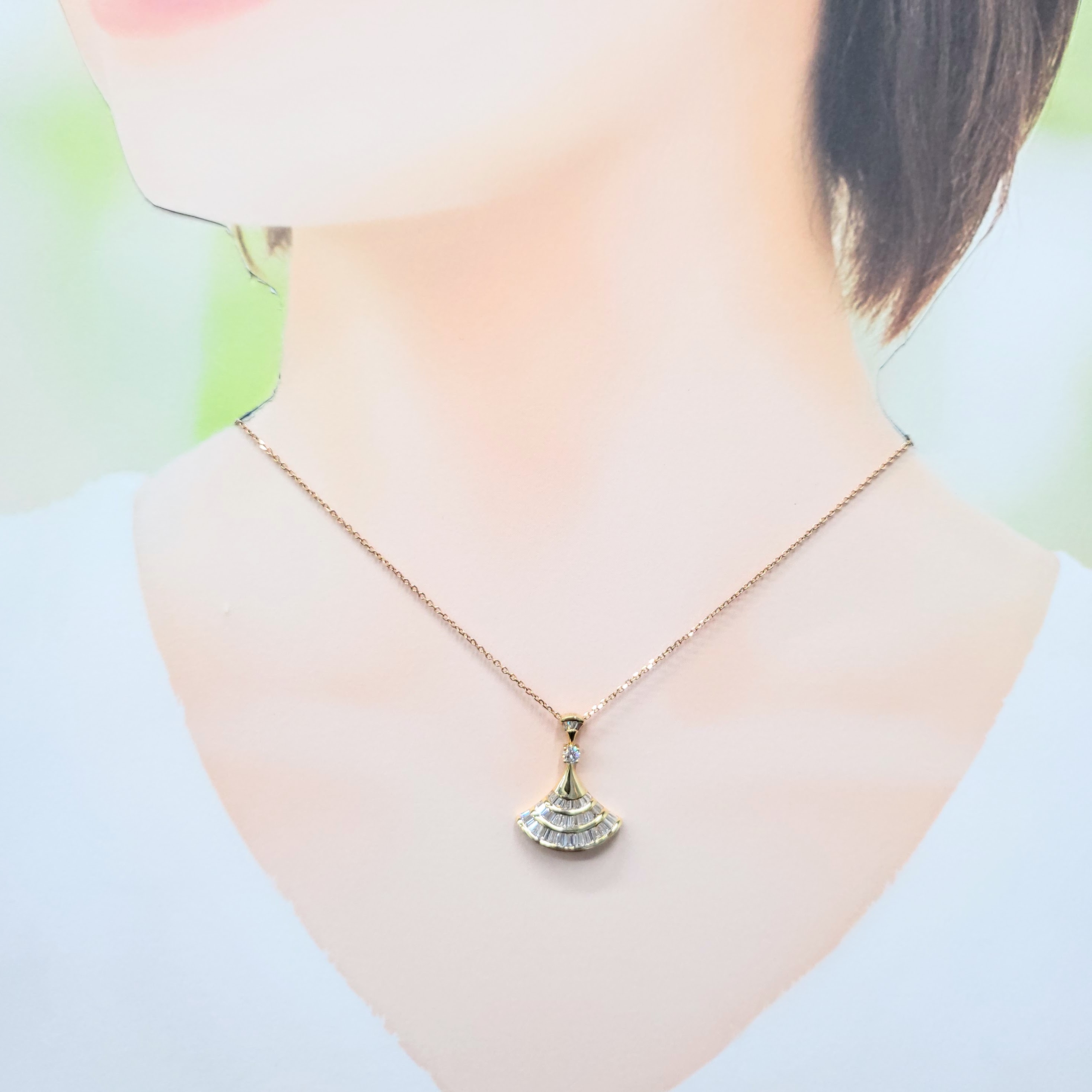 全新18K黃金70份鑽石吊墜