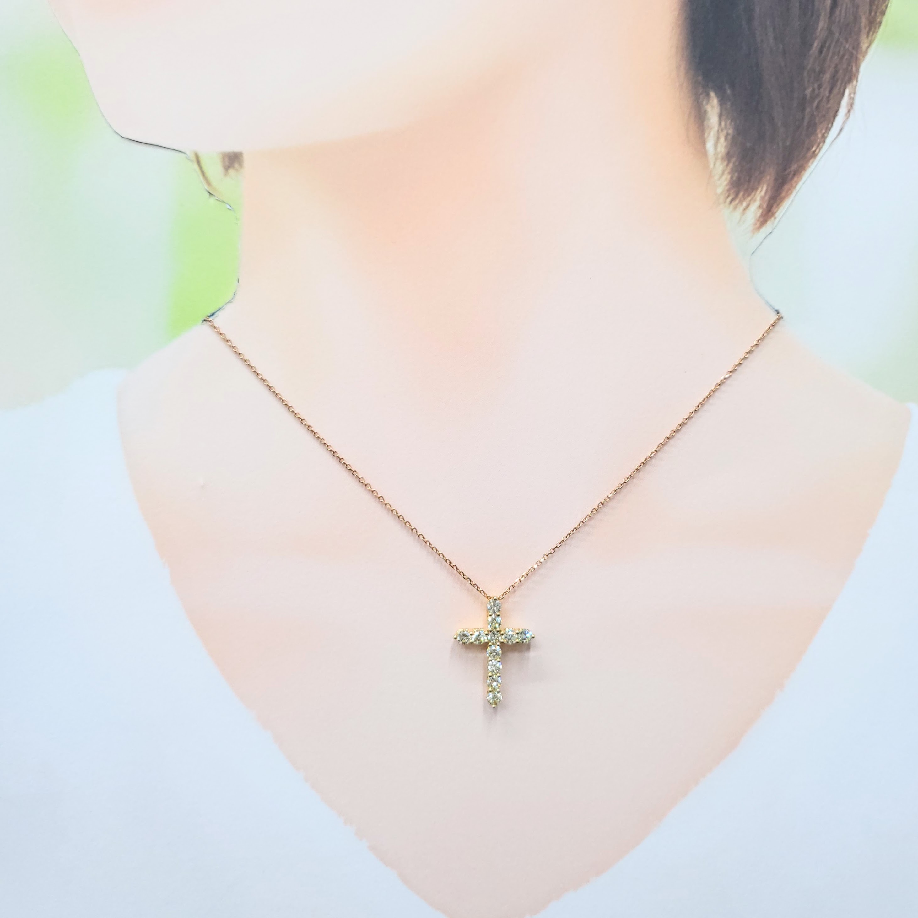 全新18K黃金1卡9份鑽石吊墜