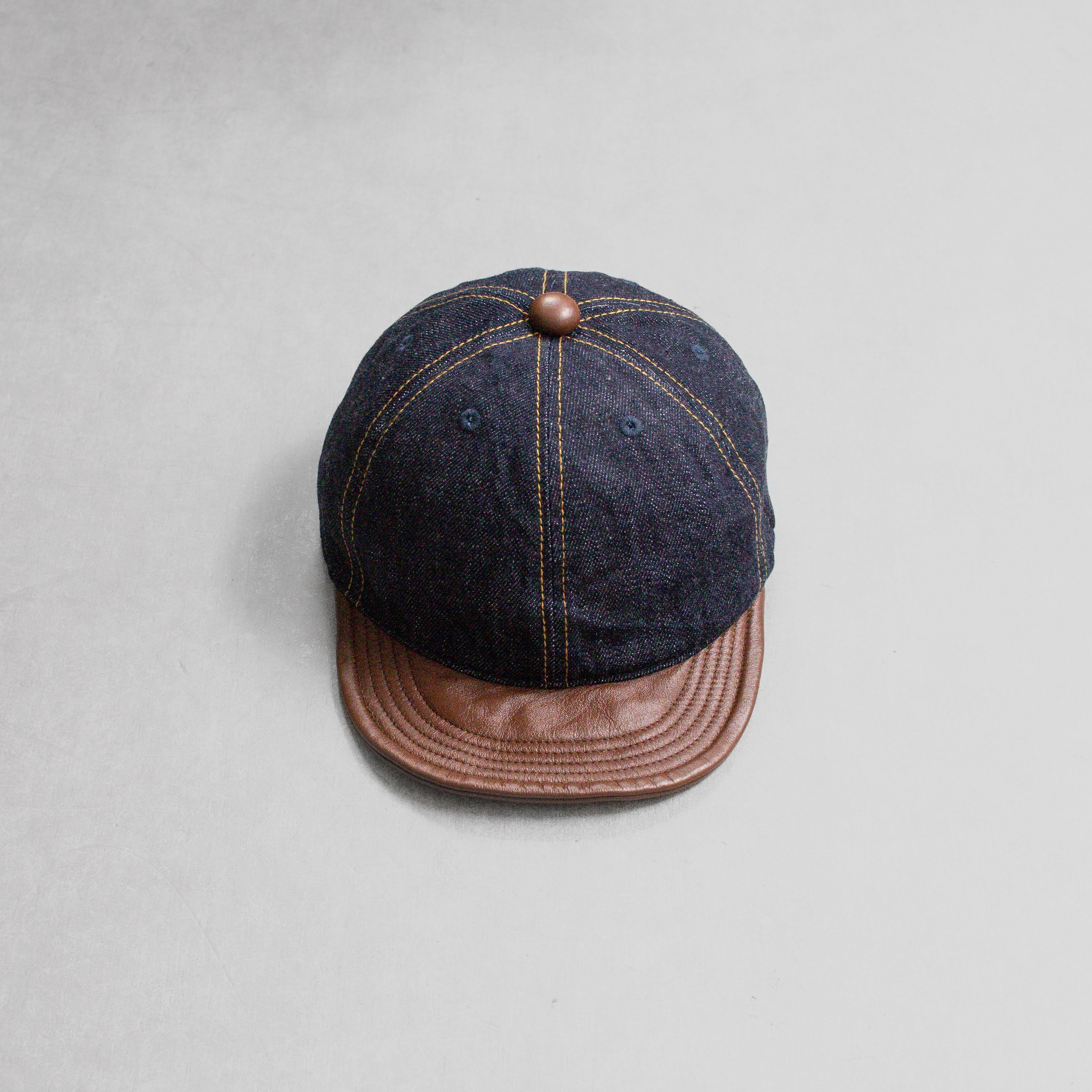 HIGHER HT25020 LEATHER BRIM DENIM CAP 皮帽簷 丹寧 棒球帽