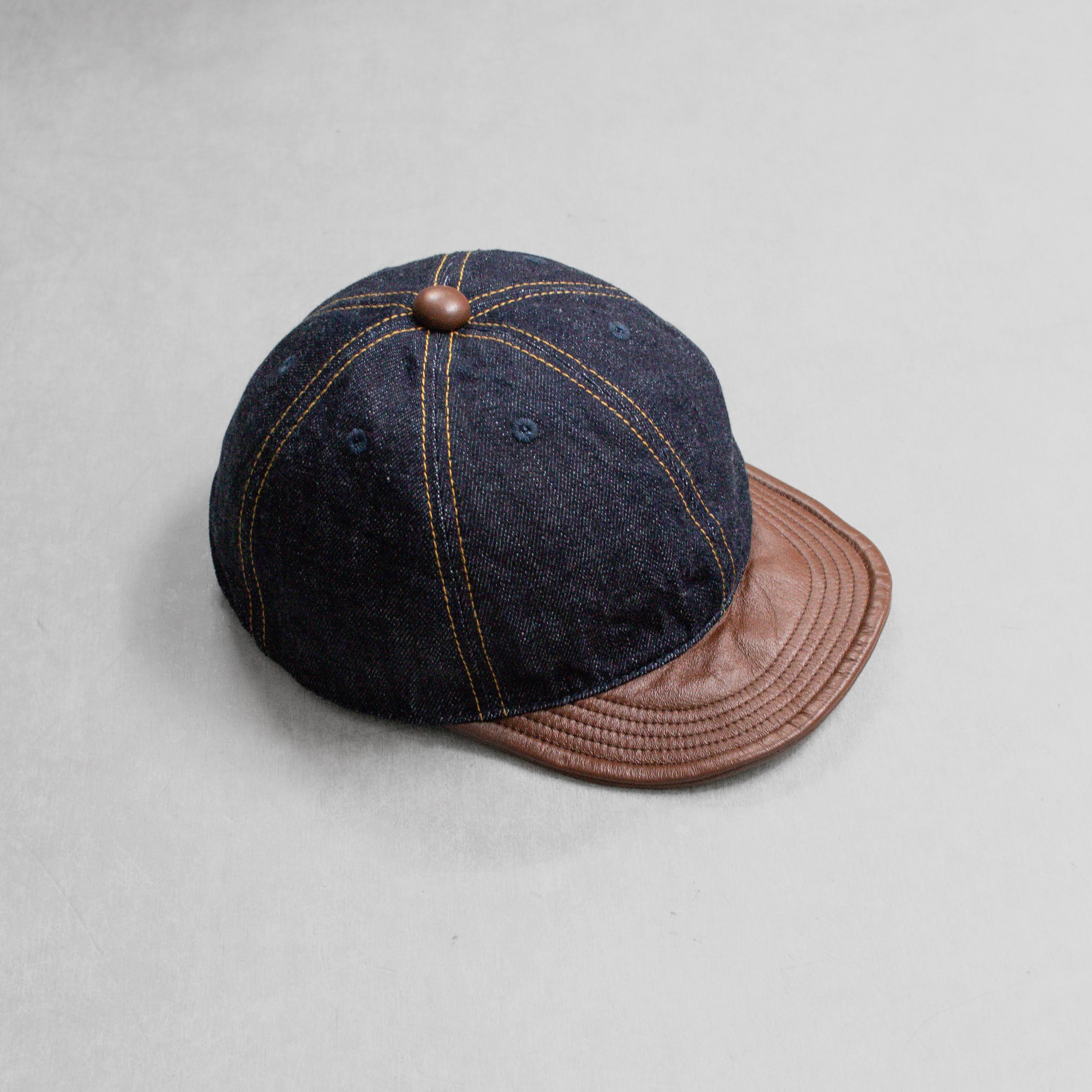 HIGHER HT25020 LEATHER BRIM DENIM CAP 皮帽簷 丹寧 棒球帽