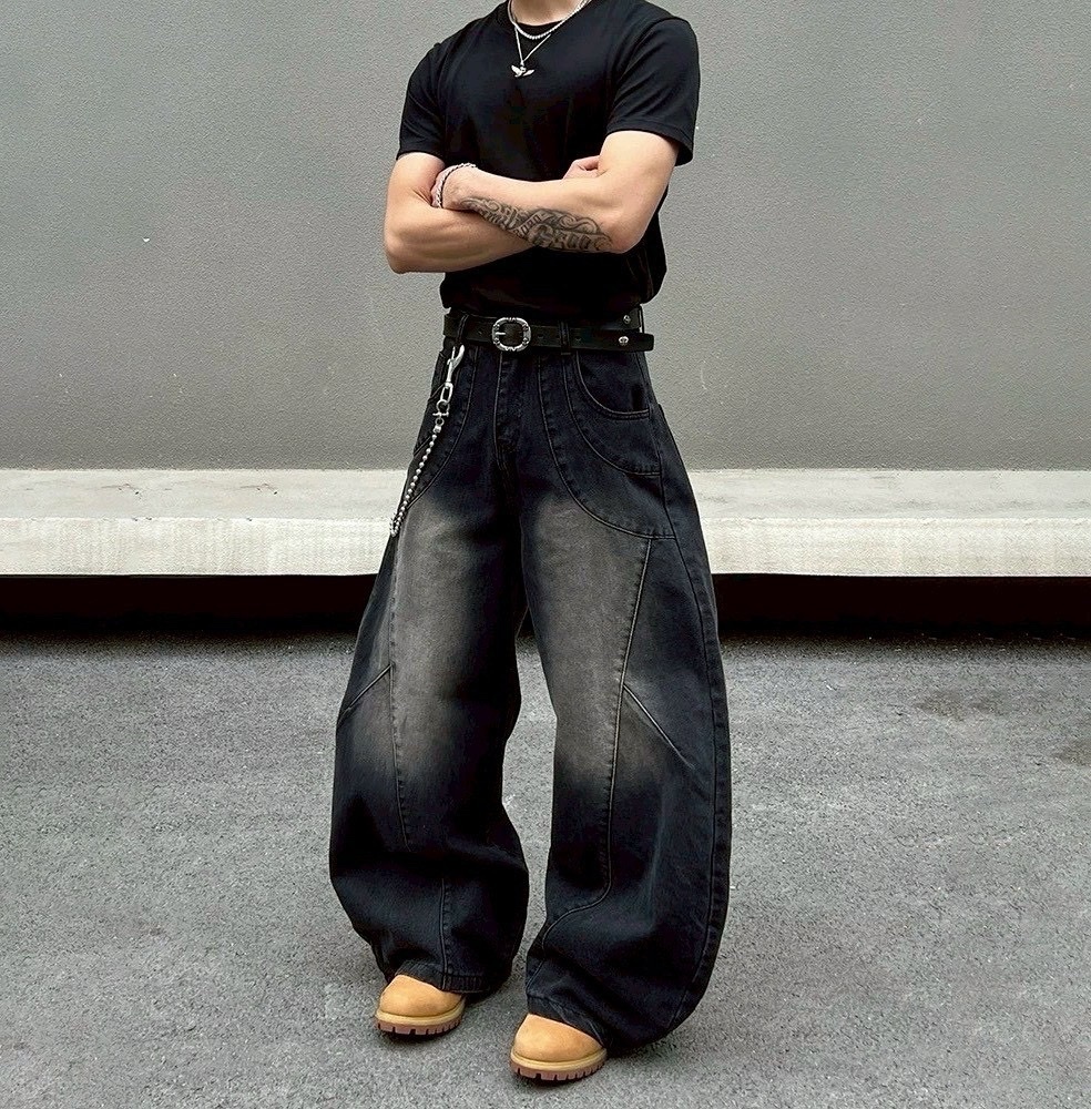 立體 剪裁 車線 刷白 彎刀 牛仔 長褲 彎刀褲